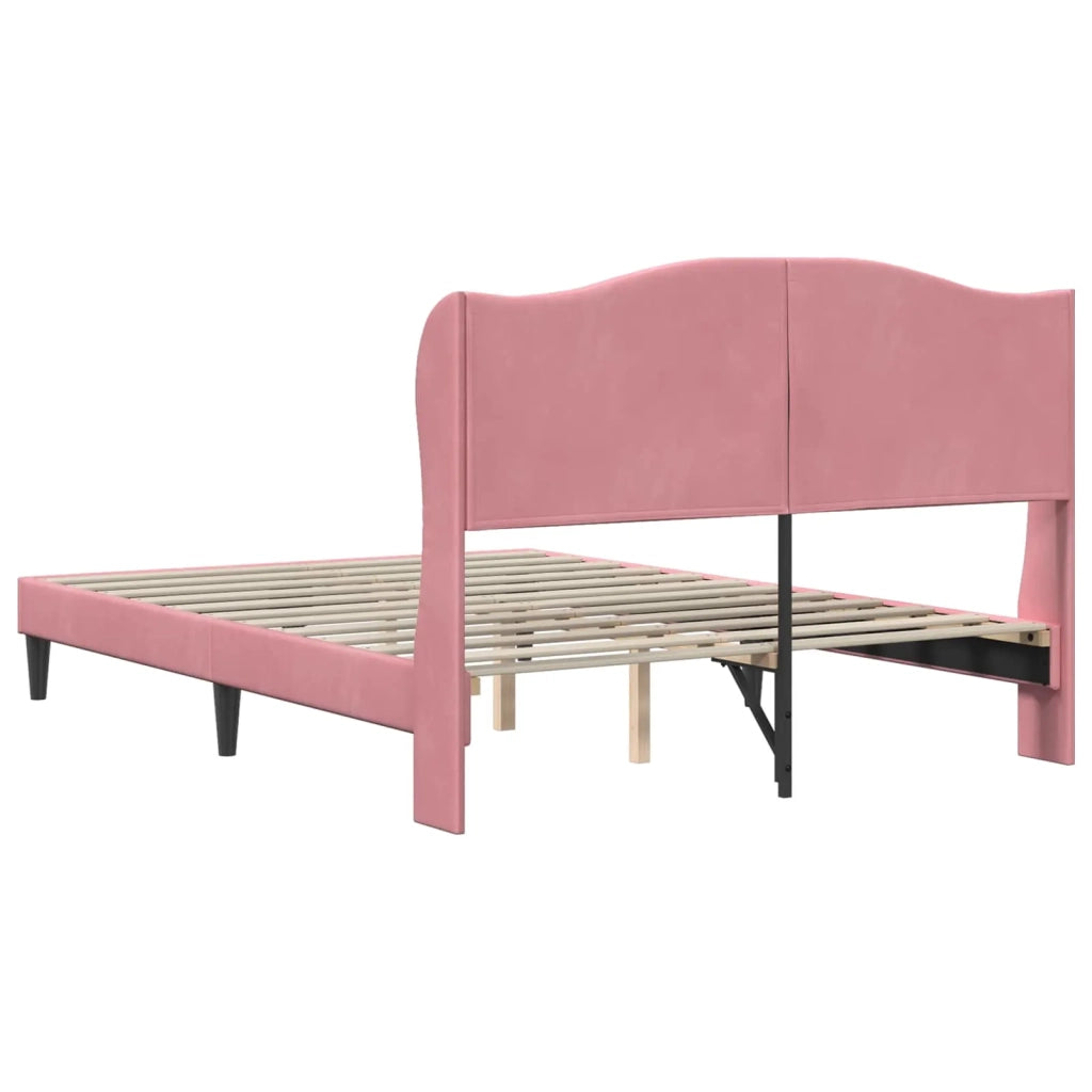 Struttura del letto con testiera-Giroletto Rosa 140 x 200 cm Velluto 592270