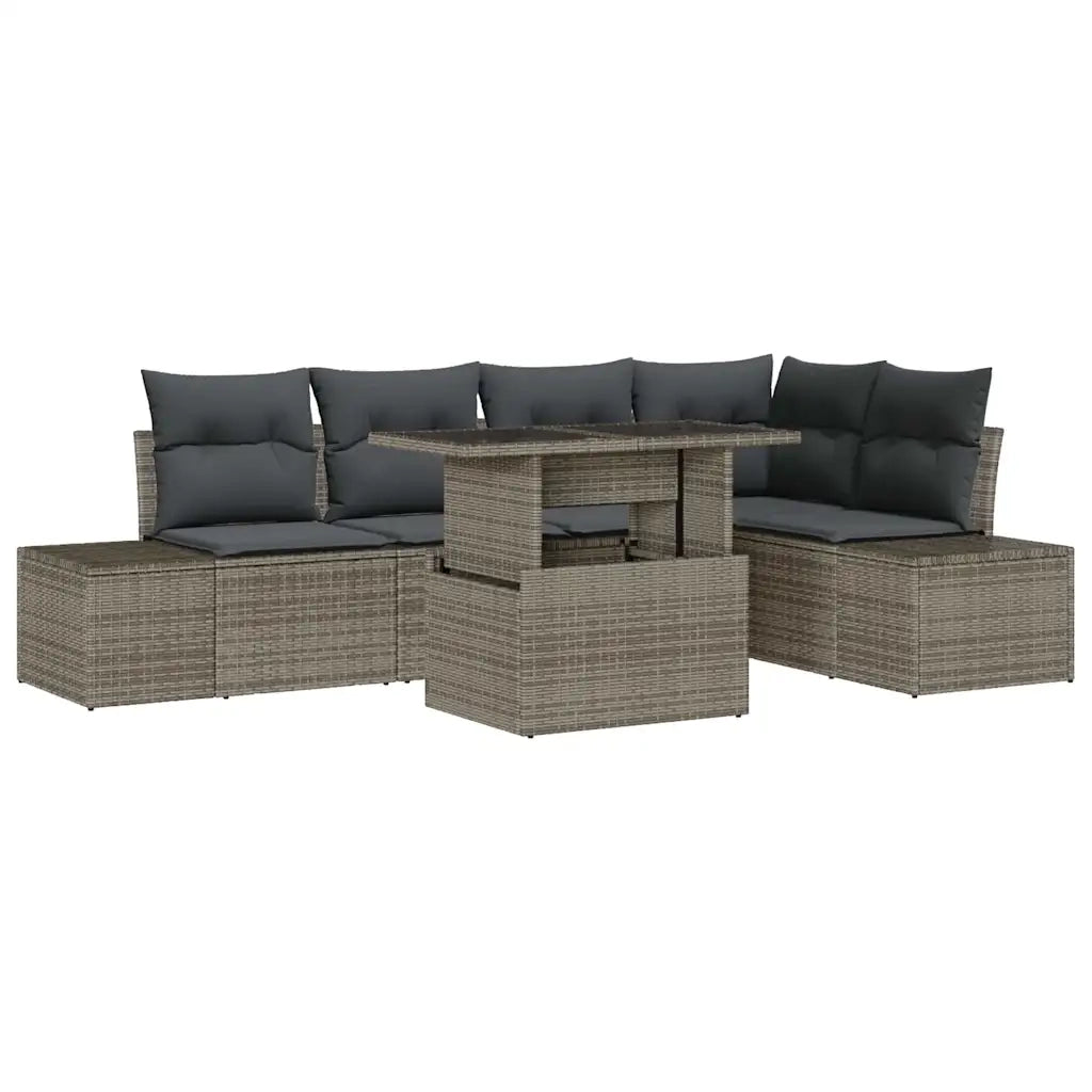 Set Divano da Giardino 6 pcs Grigio Poly Rattan 3357922