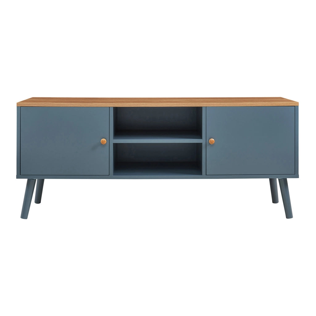 Mobile Porta TV Reyljand con 2 Ante 120x35x50 cm - Grigio / Effetto Rovere [en.casa]