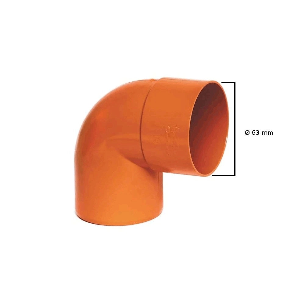 Curva 87.30° in pvc : Colore - Arancio, Diametro - 63