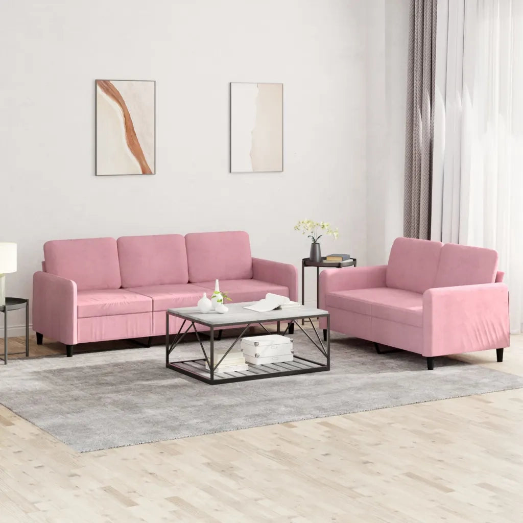 Set di Divani 2 pz Rosa in Velluto 3202017