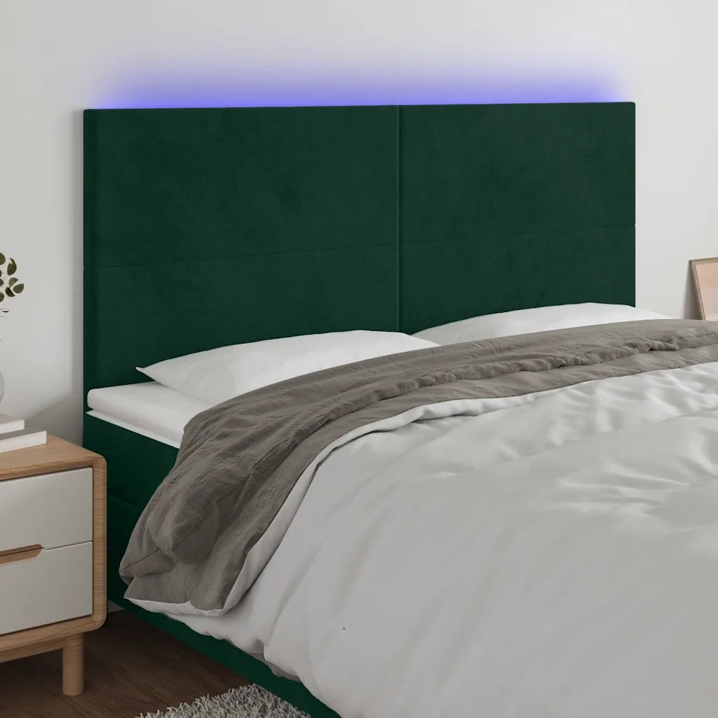 Testiera | Testata a LED Verde Scuro 180x5x118/128cm in Velluto