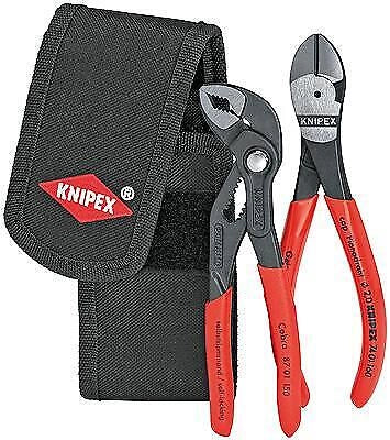 KNIPEX 00 20 72 V02 Mini set di pinze in marsupio portautensili con pinza regolabile Cobra 150 mm e tronchese laterale 160 mm colore Rosso-Nero
