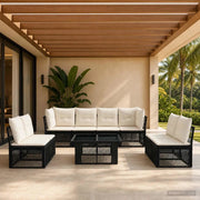 Set Divano da Giardino 9 pz Nero polyrattan 3436444
