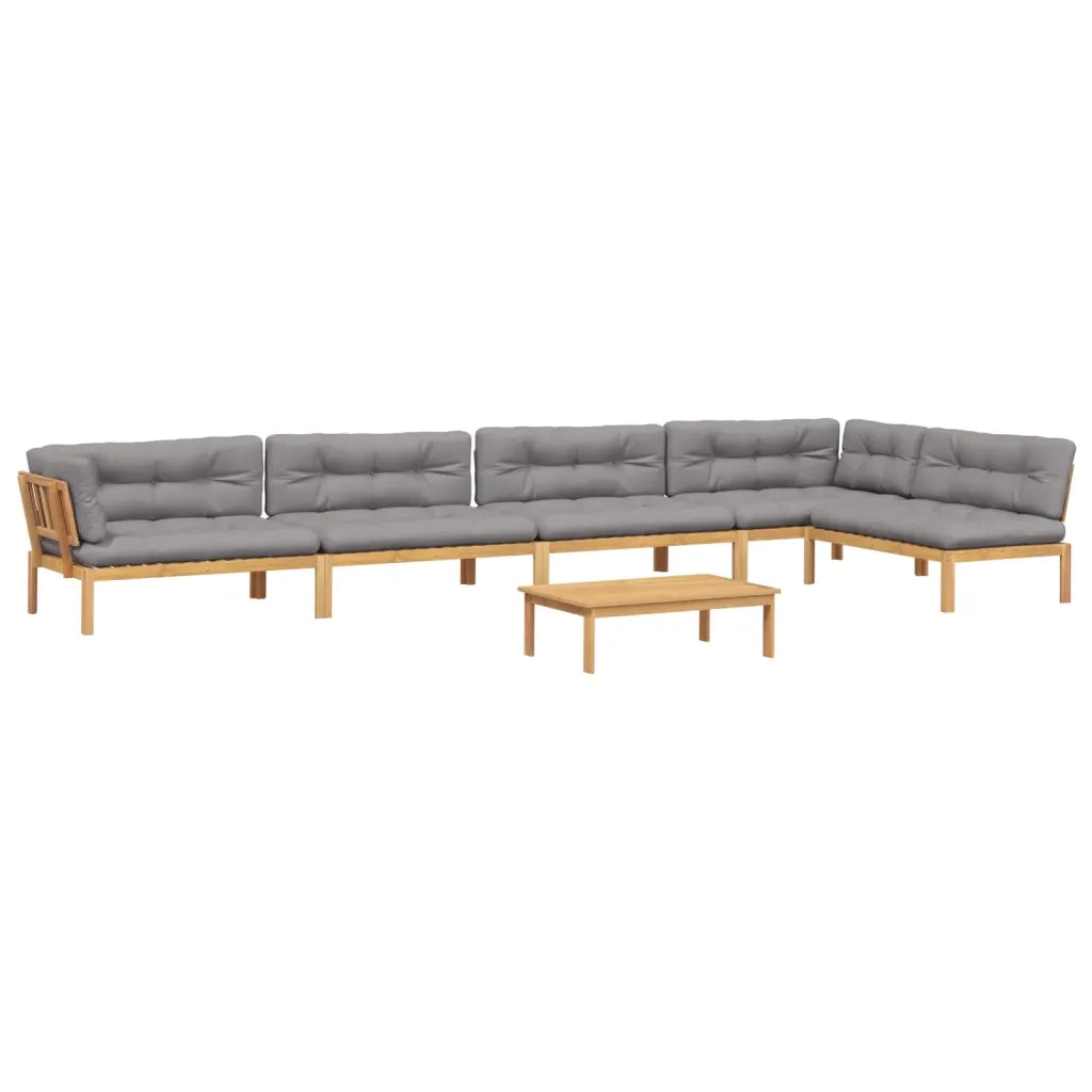 Set Divano Pallet da Giardino 6 pz con Cuscini Massello Acacia