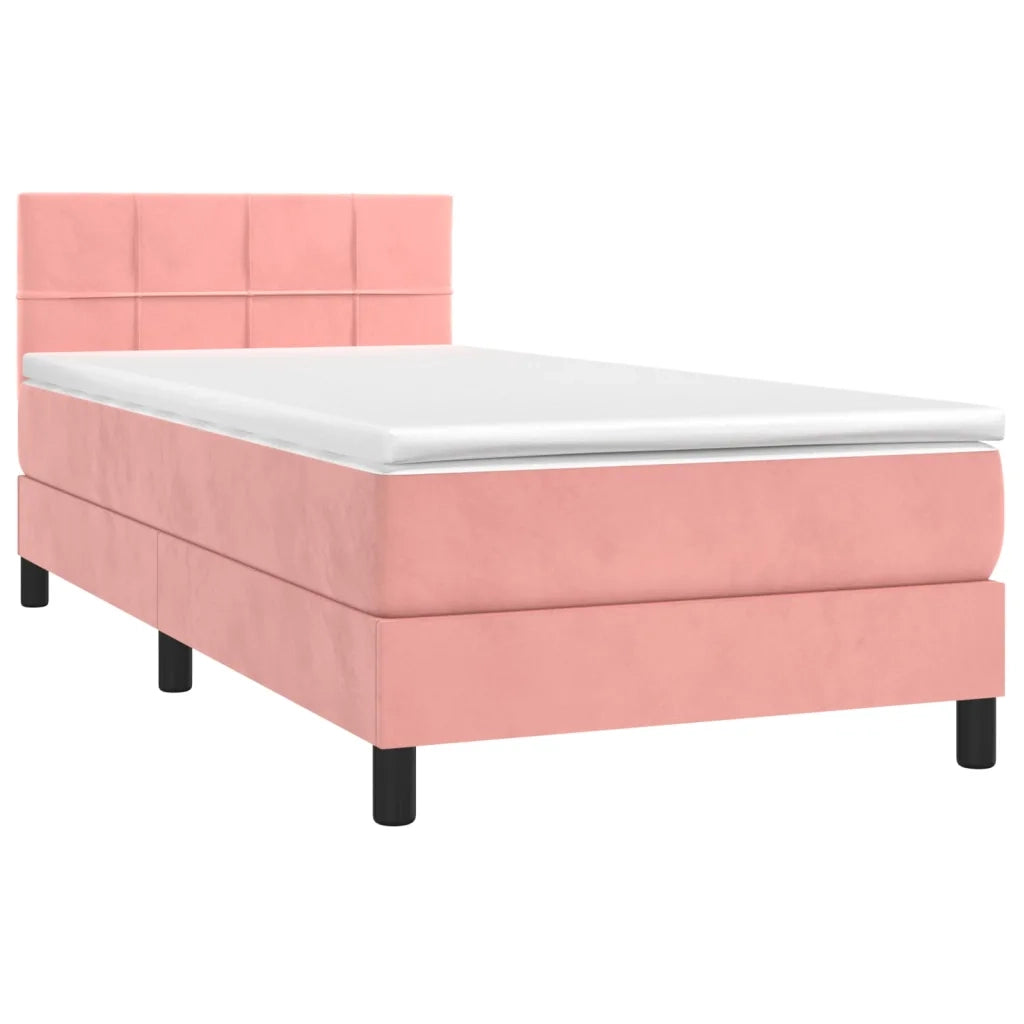 Letto a Molle con Materasso e LED Rosa 90x190 cm in Velluto 3134380