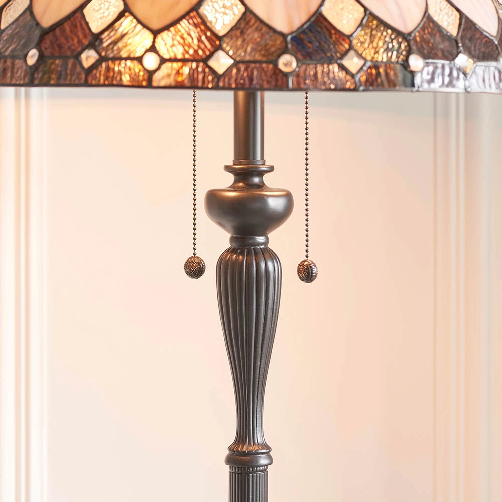 Lampada da terra Tiffany BROOKLYN vetrata 2xE27 dimmerabile