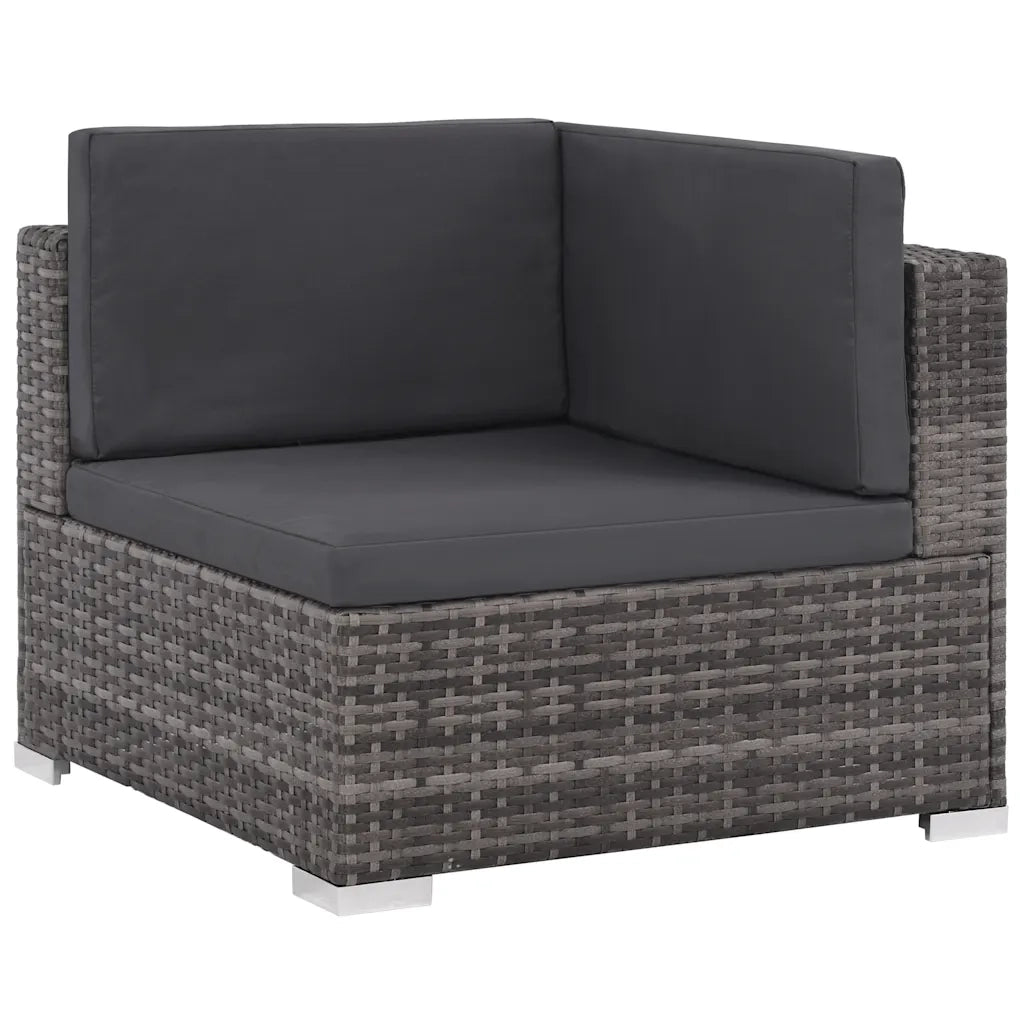 Set da Giardino 6 pz con Cuscini in Polyrattan Grigio 44432