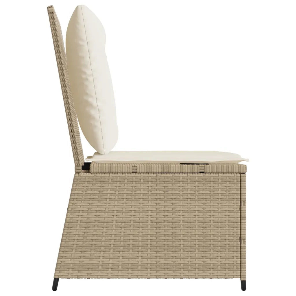 Divano Reclinabile da Giardino con Cuscini Beige in Polyrattan 368977