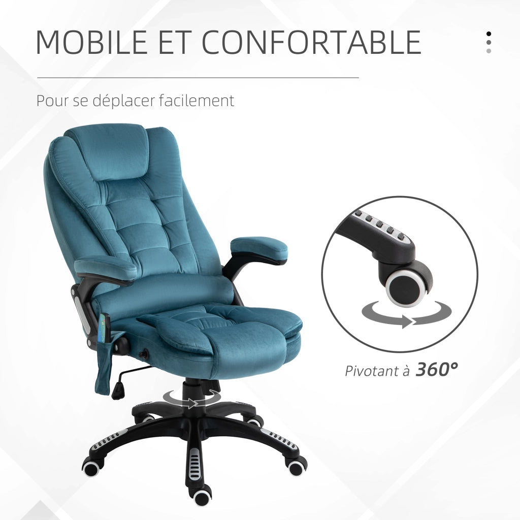 Poltrona da ufficio massaggiante e riscaldante ¨C Minimal ¨C blu, tessuto poliestere