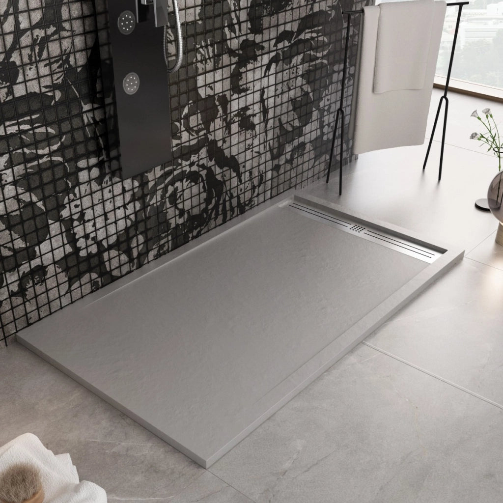 Piatto doccia in marmoresina grigio chiaro effetto pietra cemento relax, misura 70x170