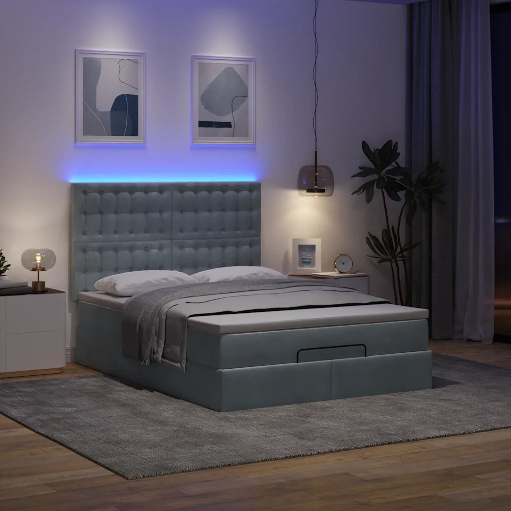 Struttura Letto Pouf con Materassi 140x190 cm Velluto 3314463