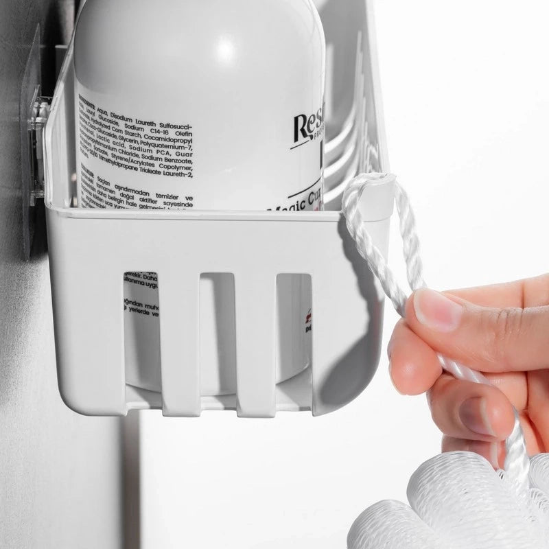 Coppia cestini doccia in termoplastica bianco incollaggio – Serie Jolly