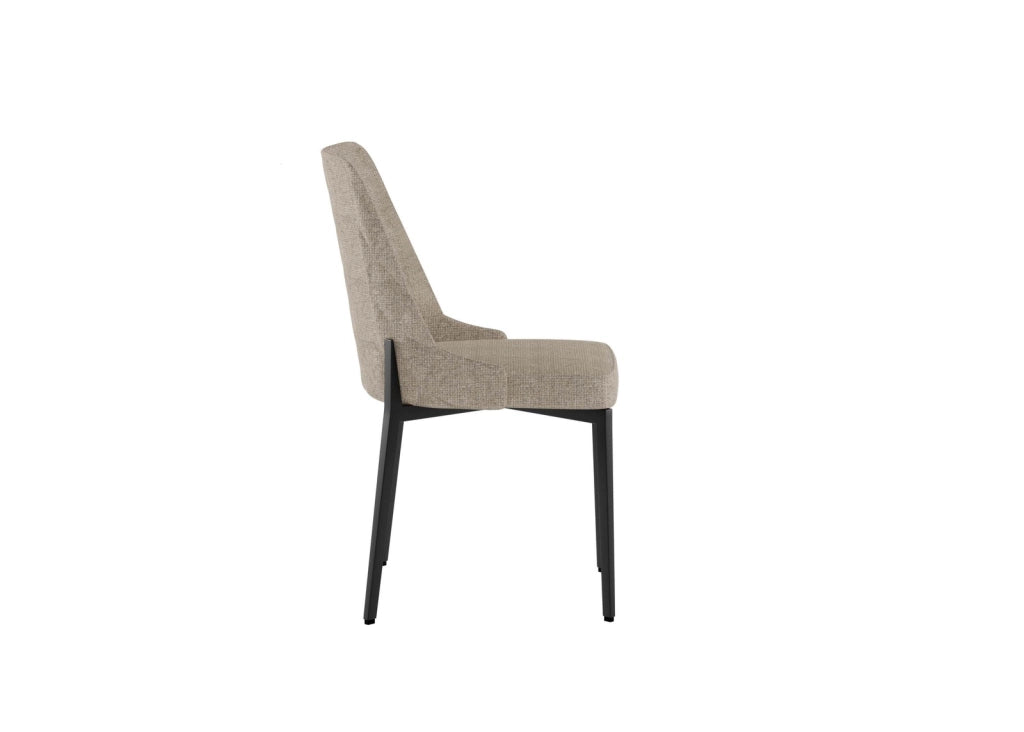 Sedia Ambra con seduta e schienale in tessuto easy-clean beige - Struttura e gambe in metallo resistente per ambienti moderni