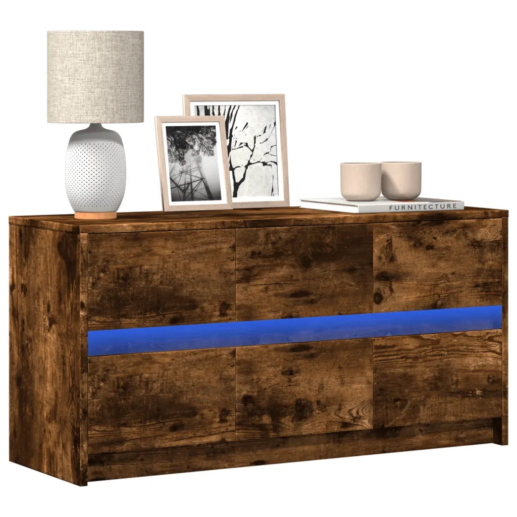 Mobile Porta TV con LED-Mobile per TV-Credenza TV Rovere Fumo 100x34x50 cm in Truciolato 620019