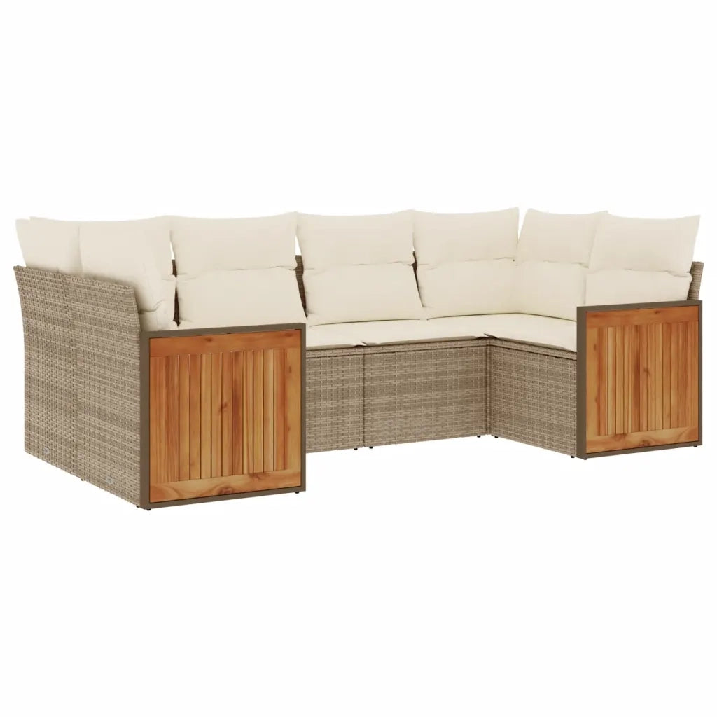 Set Divano da Giardino 6 pz con Cuscini Beige in Polyrattan 3227941