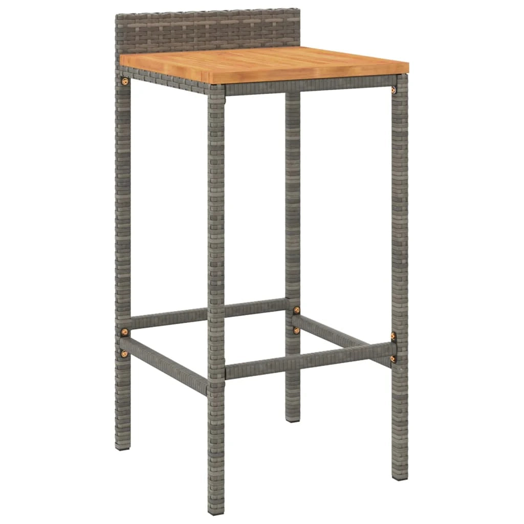 Set da bar da giardino da 9 pezzi mobili da esterno per patio polyrattan grigio/legno massello di acacia 02_0013493