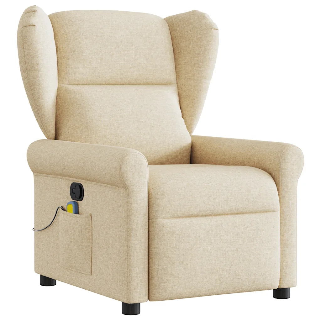 Poltrona Massaggiante Reclinabile Crema in Tessuto 4015674