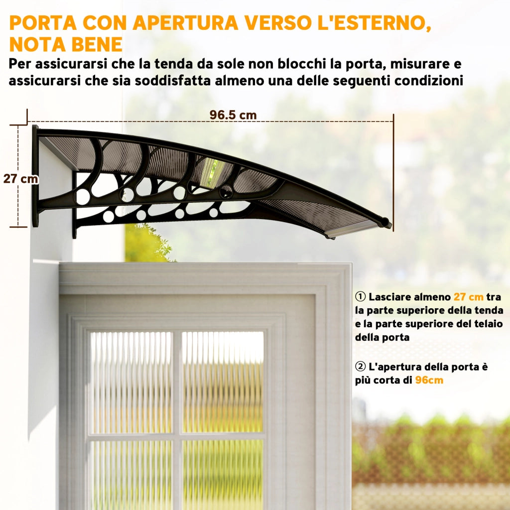 Tettoia Pensilina Policarbonato ¨C Xylo ¨C Marrone 103x96.5x27cm Esterno Porte Finestre