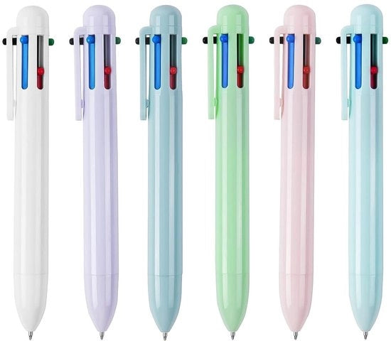 Set di 6 Pennelli a Sfera Colorati con Meccanismo di Pressione