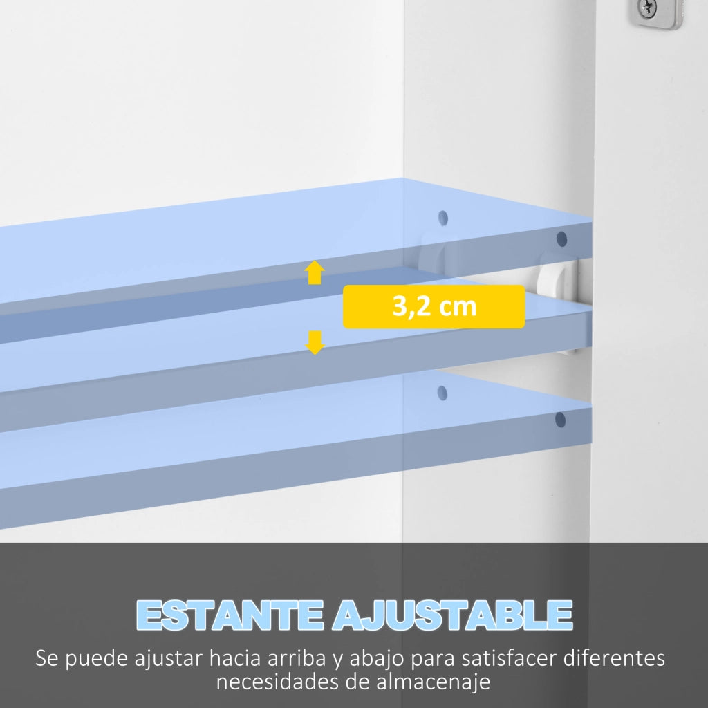 Mobile da bagno con specchio LED e USB ¨C Xylo ¨C Bianco 90x15x75 cm