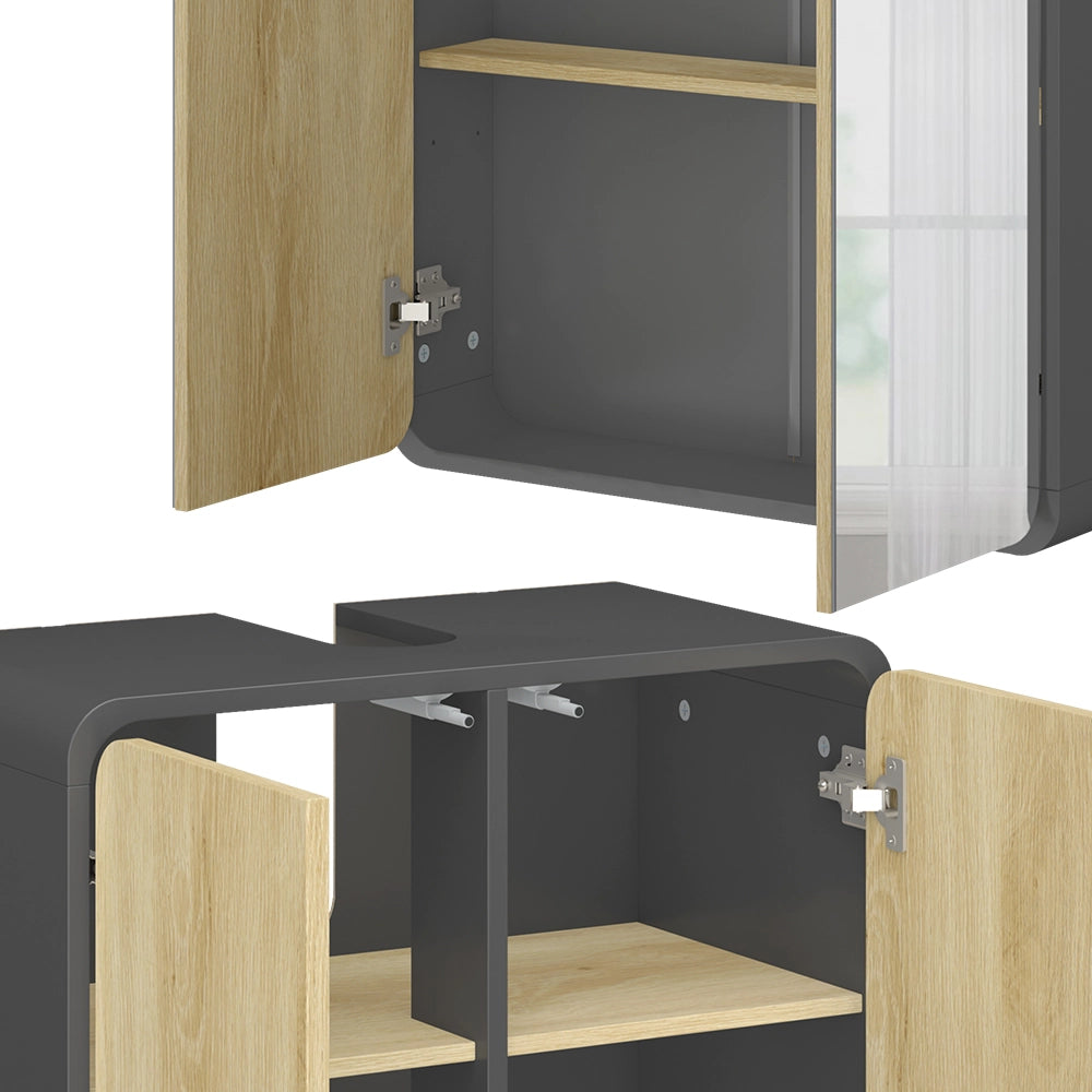 Vicco Set di mobili da bagno Antracite/quercia 4 parti