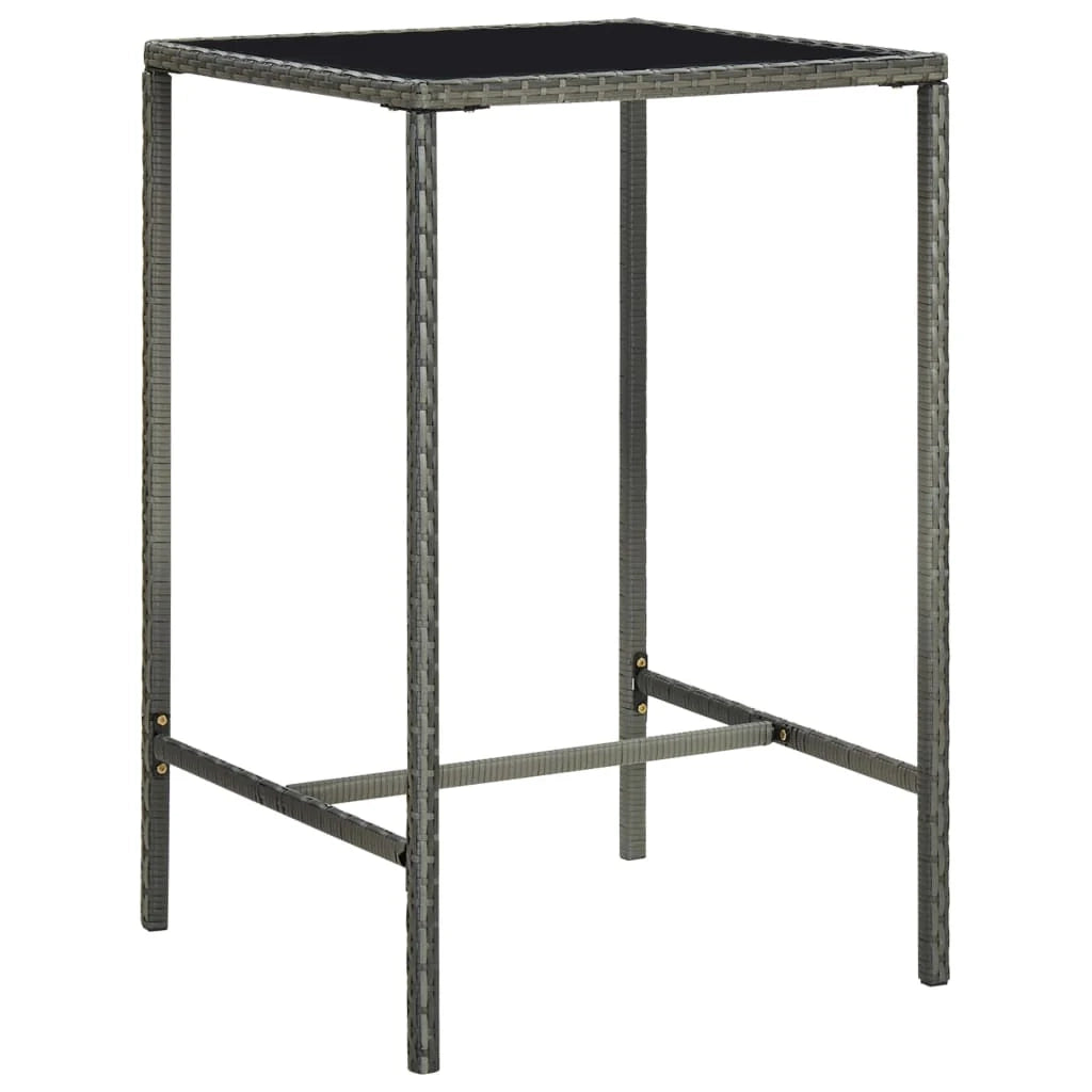 Set da bar da giardino 5 pezzi e cuscini in resina intrecciata grigia 02_0013399