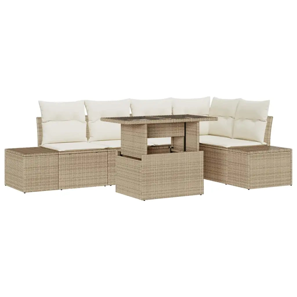 Set Divano da Giardino con cuscino 6 pcs Beige polyrattan 3349187