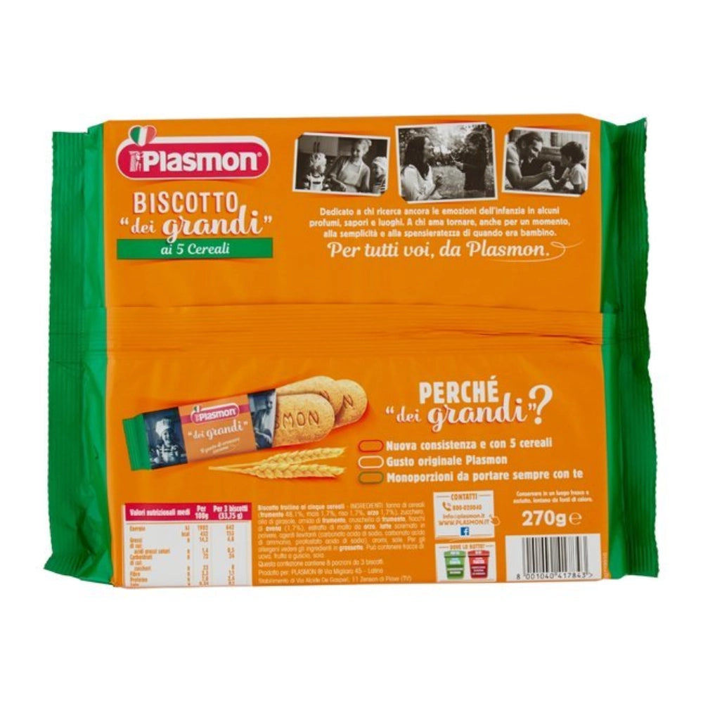 Plasmon biscotto dei grandi ai 5 cereali 6 confezioni da 270 grammi