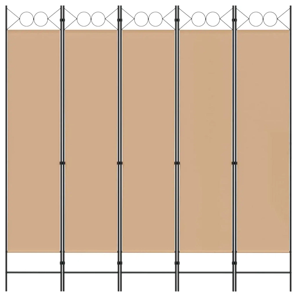 Paravento a 5 Pannelli Beige 200 x 200 cm Tessuto 42039201