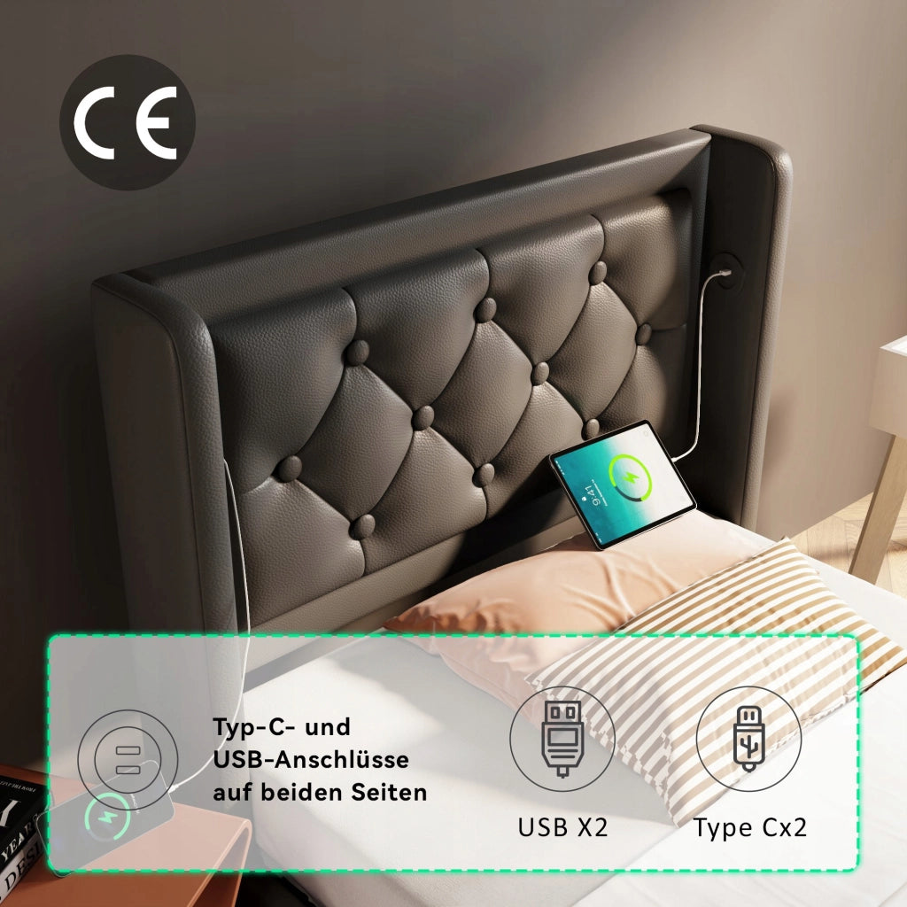 Letto singolo 90x200 - Xylo - Nero - LED RGB