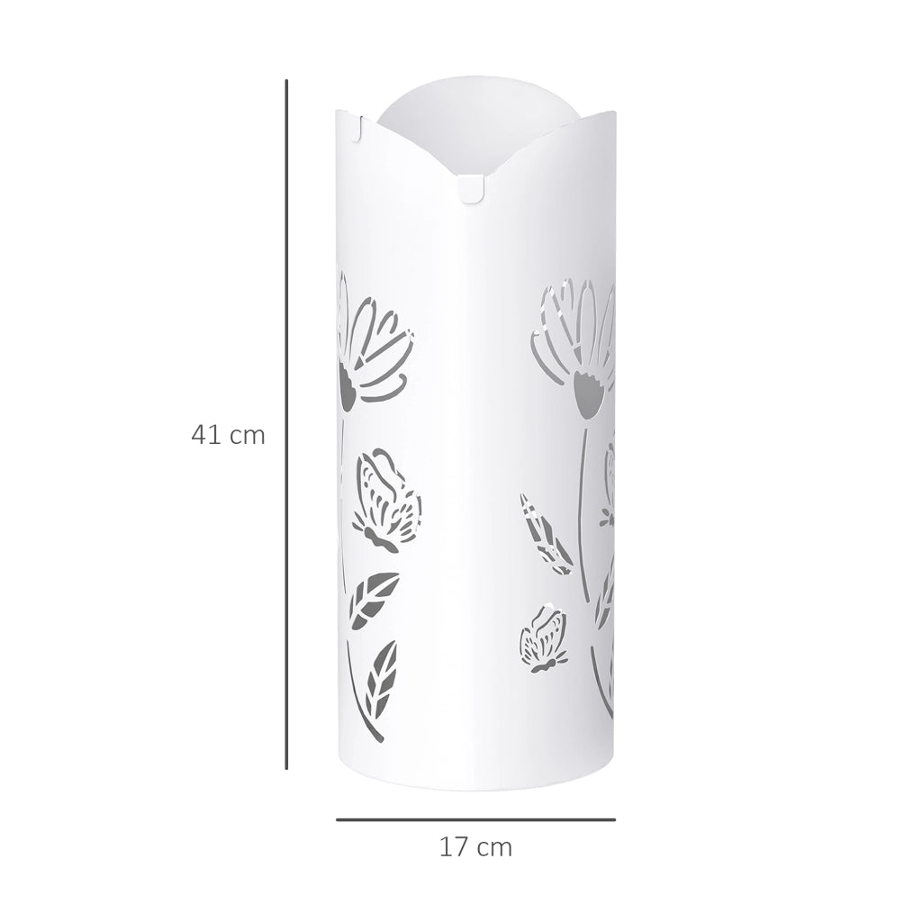 Portaombrelli in Acciaio con Ganci e Bandeja ¨C Minimal ¨C 17x17x41 cm Bianco