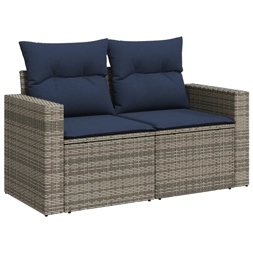 Set Divani da Giardino 9 pz con Cuscini Grigio in Polyrattan