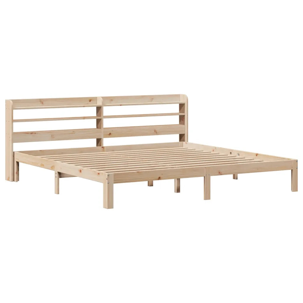 Giroletto con Testiera 200x200 cm in Legno Massello di Pino 3306796