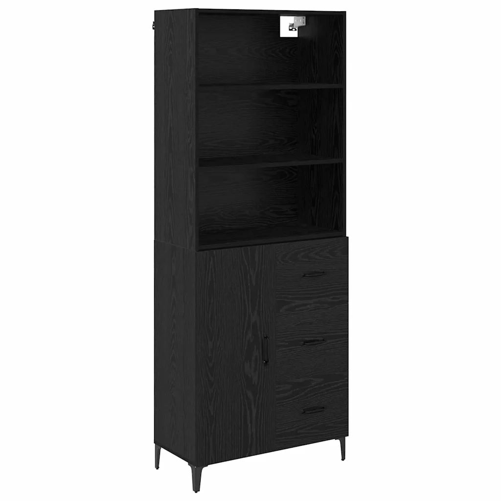 Credenza-Buffet-Armadio da cucina Rovere Nero 69,5 x 34 x 180 cm Legno multistrato 491978