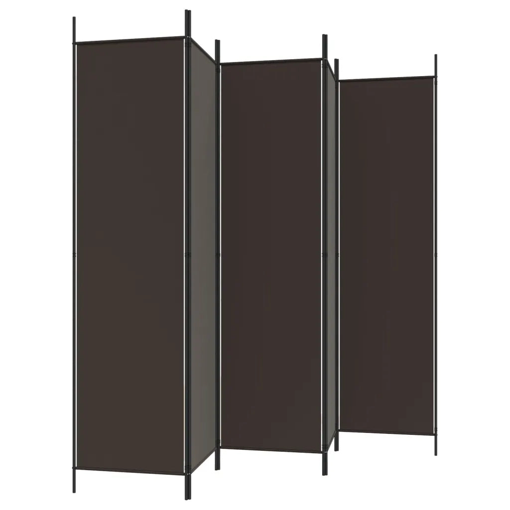 Divisorio Ambienti | Divider per stanze | Paravento a 6 Pannelli Marrone 300x200 cm in Tessuto