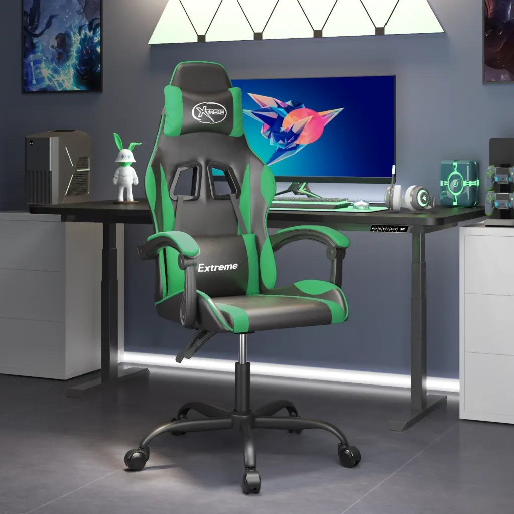 Sedia da Gaming Nera e Verde in Similpelle 3143869
