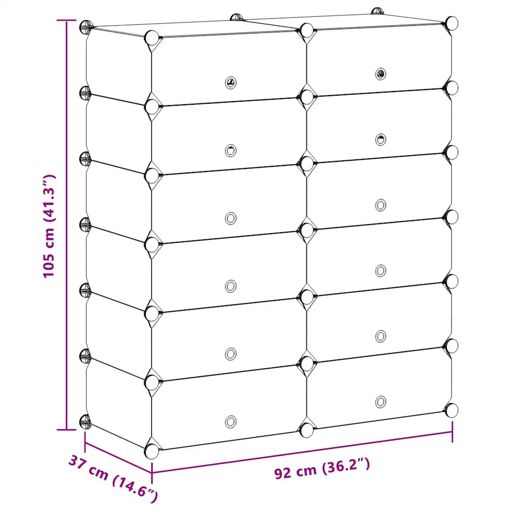 Scarpiera Modulare a 12 Scomparti Bianca 244921