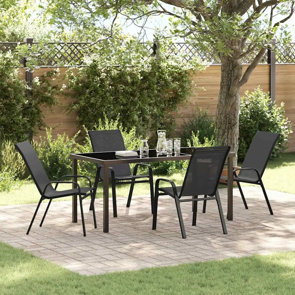 Set da Pranzo per Giardino 5 pcs Nero