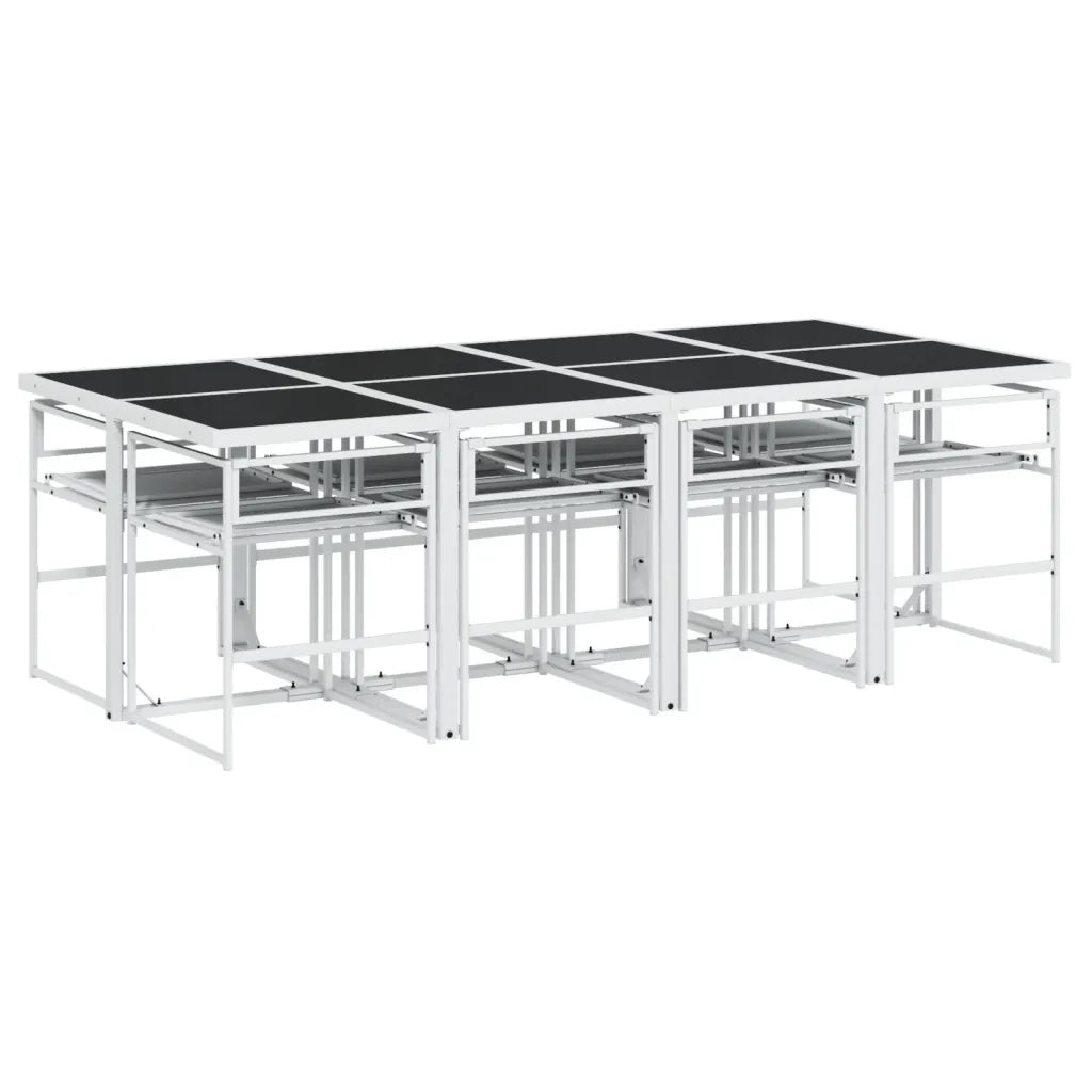 Set da Pranzo da Giardino 9 pz con Cuscini Bianco in Textilene 3295105