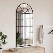 Specchio da Parete-Specchio a Muro-Specchio Decorativo Nero 60x130 cm Arco in Ferro