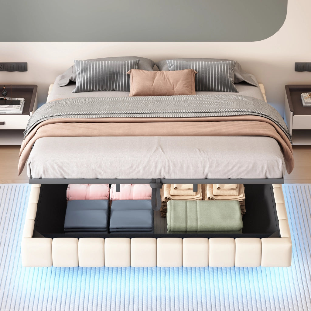 letto imbottito lino beige 180 x 200 cm