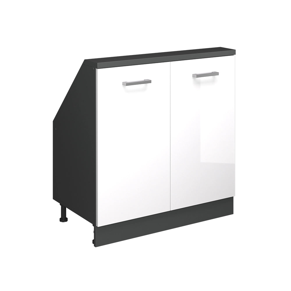 Mobile sottotetto Rion Bianco lucido/Antracite con 2 porte Vicco