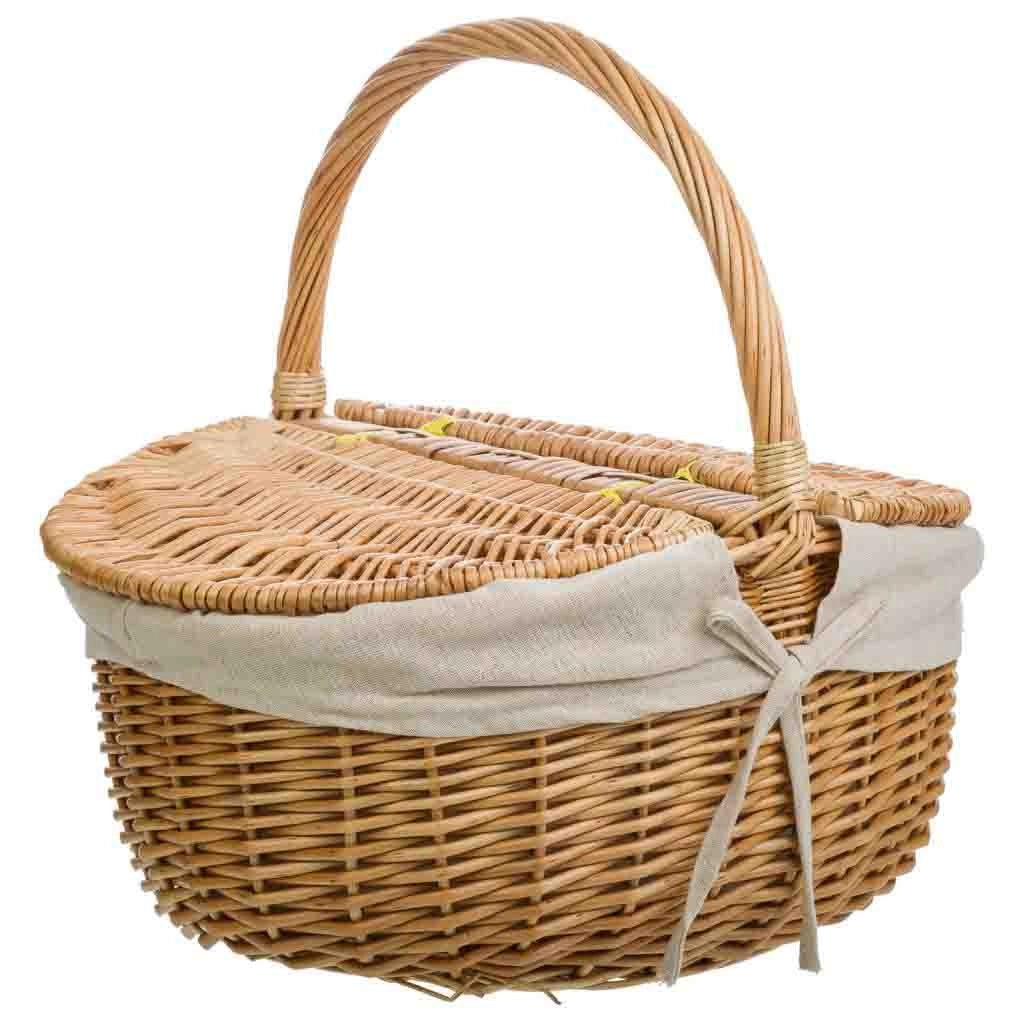 Cesto in vimini marrone foderato 41x32x19/15/37h