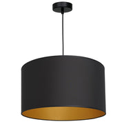 Lampada a sospensione nera in tessuto oro Ø40 E27 Luminex
