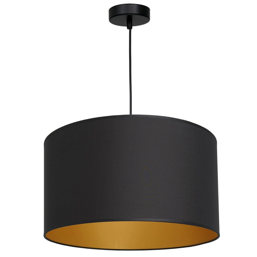 Lampada a sospensione nera in tessuto oro Ø40 E27 Luminex