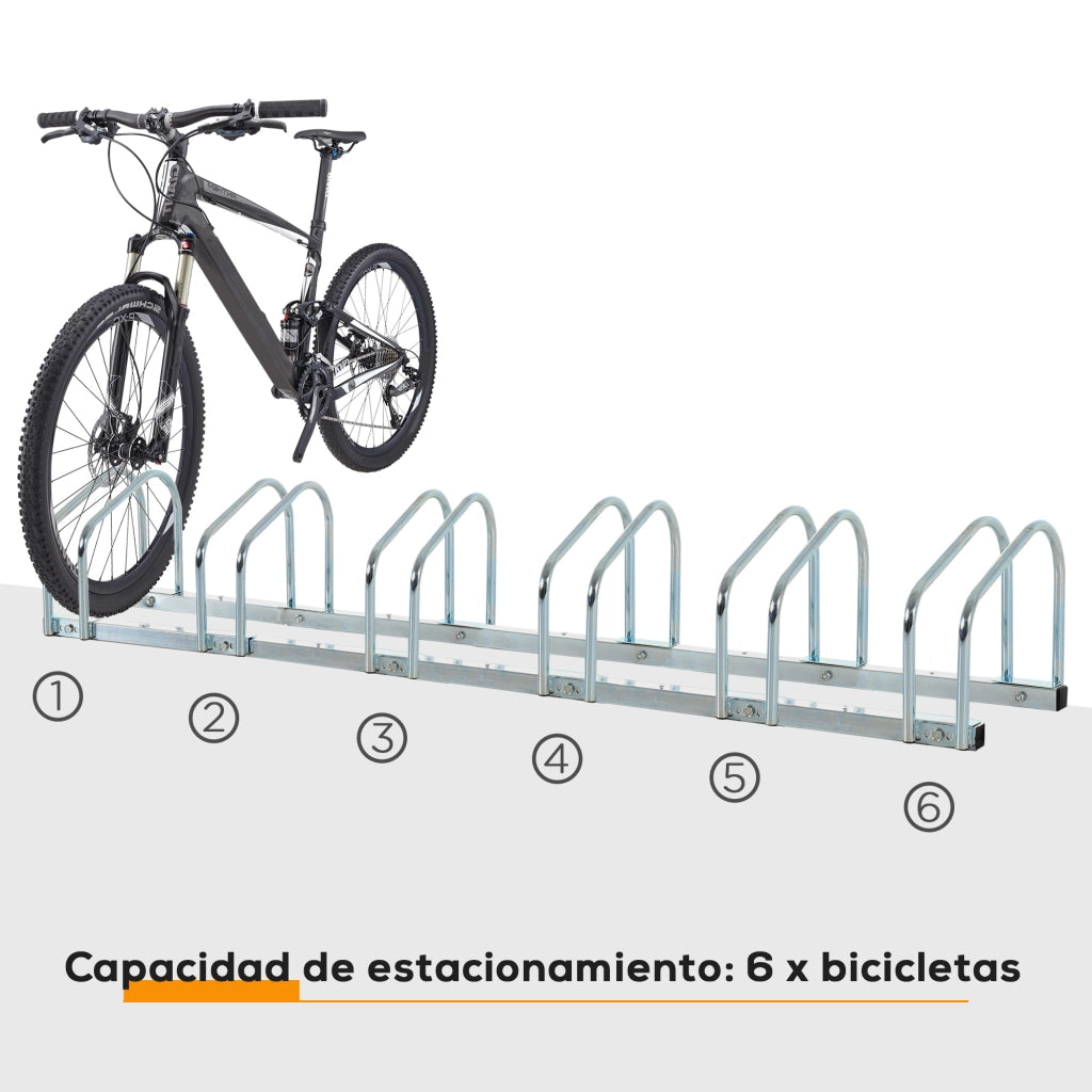 Rastrelliera Portabici da Pavimento o Parete ¨C Xylo ¨C 6 Posti Acciaio 179x33x27cm Argento