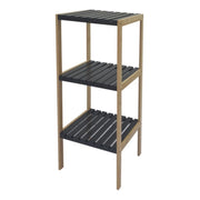 Scaffale Axis 34x33x80cm In Mdf + Bamboo Nero E Naturale