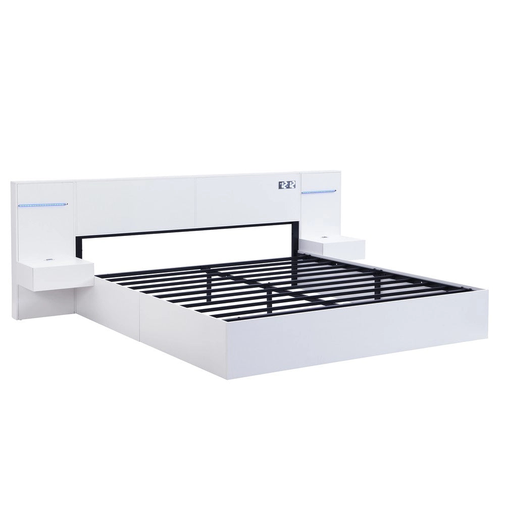 Letto Matrimoniale con USB, LED e Bluetooth ¨C Xylo ¨C Bianco 180x200