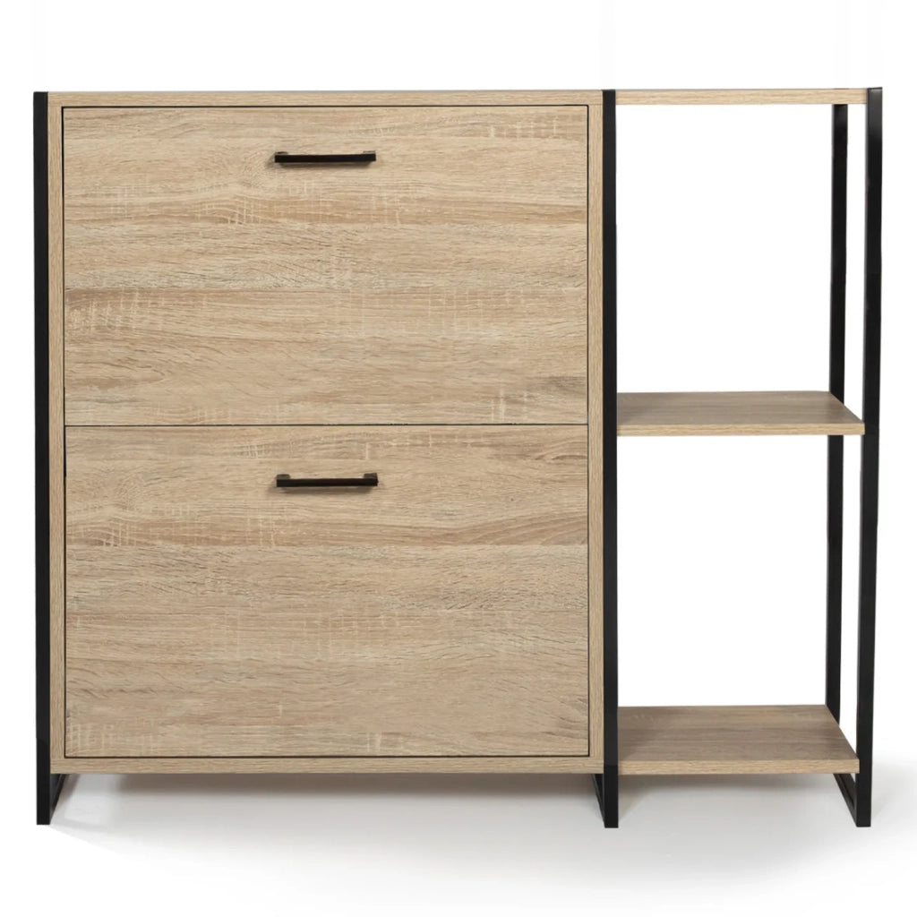 IDMarket - Scarpiera con 2 ante con ripiano design industriale LUIS